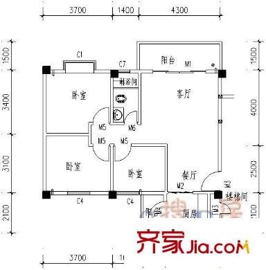 水晶灣 3室2廳 戶型圖