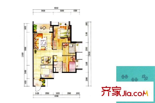 時(shí)代水岸9-13座建面82平方米 3室2廳1衛(wèi)1廚