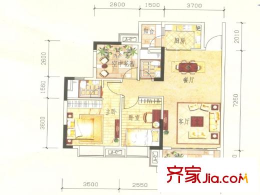 北湖麗都7/9座03/04戶型89.33平方米 3室2廳2衛(wèi)1廚