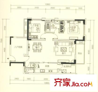 萬(wàn)科新城灣畔戶型圖企業(yè)的星級(jí)公寓 2室2廳
