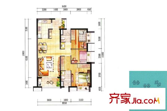時(shí)代水岸9-13座建面93平方米 3室2廳2衛(wèi)1廚