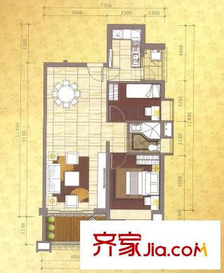 佛奧灣5座01單位 2室2廳1衛(wèi)1廚
