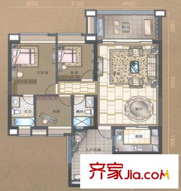佛奧灣18座03戶型120平方米 2015-4-13 3室2廳2衛(wèi)1廚