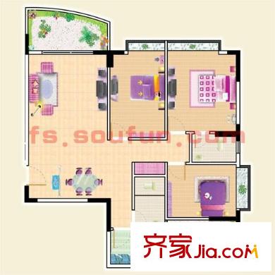 美麗家園戶型圖3室2廳戶型圖 3室2廳2衛(wèi)1廚