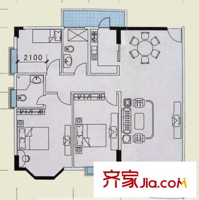 星匯華軒 2室 戶型圖