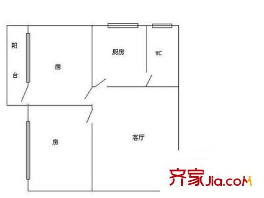 同濟新村戶型圖兩室一廳戶型圖 2室1廳1衛(wèi)1廚