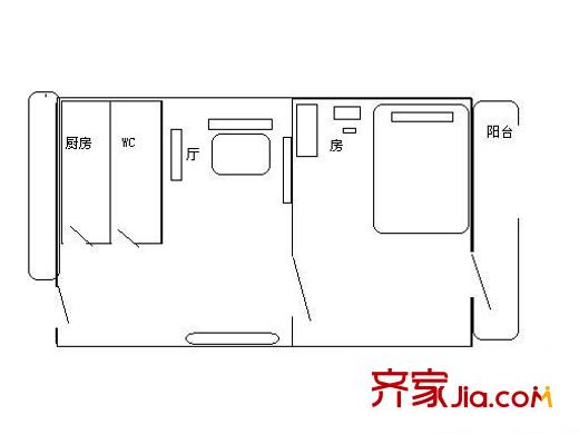 同濟新村戶型圖一室一廳戶型圖 1室1廳1衛(wèi)1廚