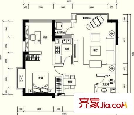 南海桂花園 3室 戶型圖