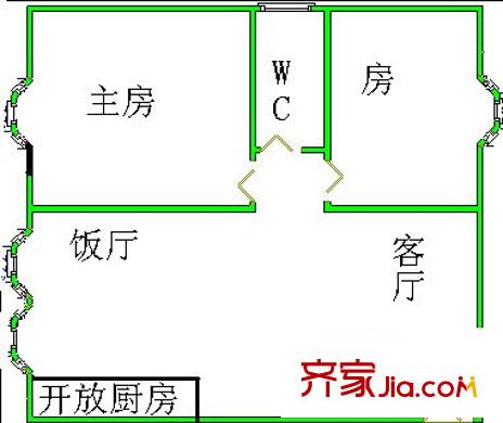 岐城大廈 3室 戶型圖