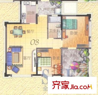 凰樵圣堡39座17層03戶型104平方米 2室2廳2衛(wèi)1廚