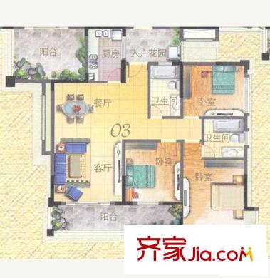 凰樵圣堡39座2-15層03單元121平方米 3室2廳