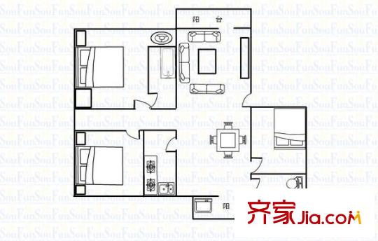 僑晶花園 3室 戶型圖