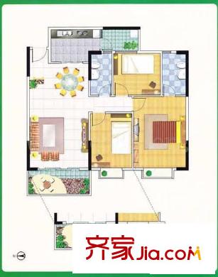 逸濤居戶型圖a戶型 3室2廳2衛(wèi)1廚