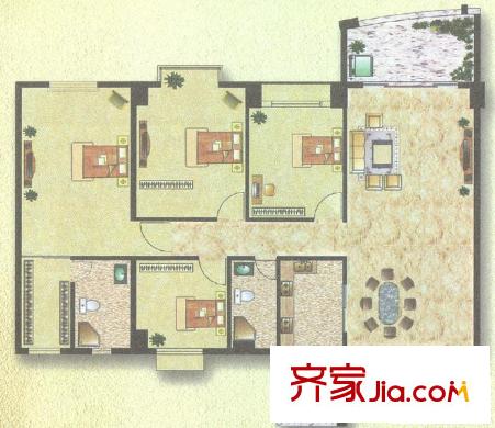 錦繡華庭戶型圖29棟樓1401平面圖 