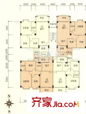 錦繡華庭戶型圖24#3-4平面圖 