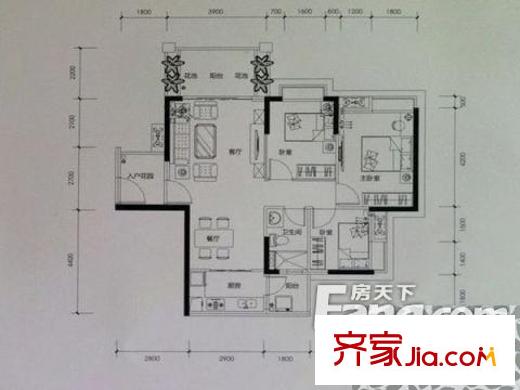 佳華大廈戶型圖三室兩廳戶型圖 3室2廳1衛(wèi)1廚