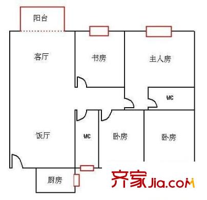 碧湖花園 3室 戶(hù)型圖