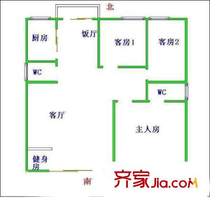 美麗家園戶型圖3室2廳戶型圖 3室2廳1衛(wèi)1廚