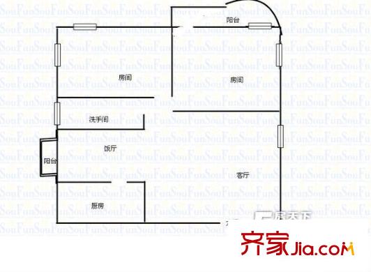 美麗家園戶型圖2室2廳戶型圖 2室2廳1衛(wèi)1廚