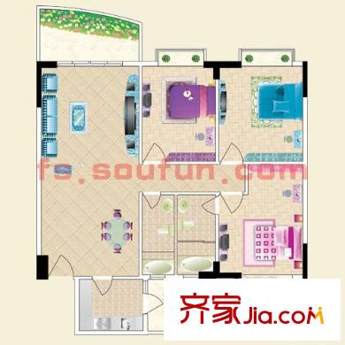 美麗家園戶型圖3室2廳戶型圖 3室2廳2衛(wèi)1廚