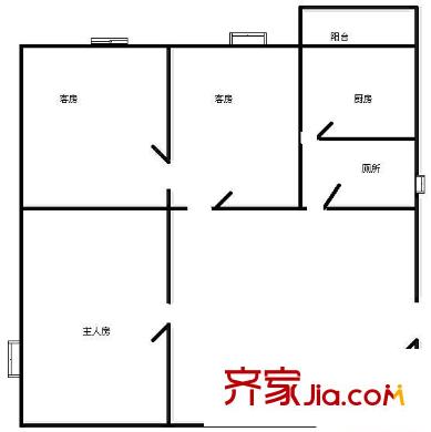 同濟新村戶型圖三室一廳戶型圖 3室1廳1衛(wèi)1廚