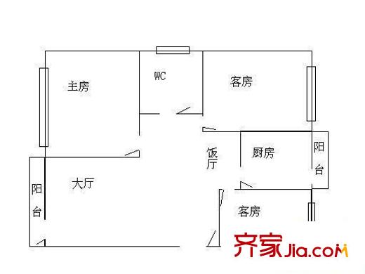 同濟新村戶型圖三室一廳戶型圖 3室1廳1衛(wèi)1廚