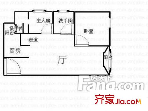 佳華大廈戶型圖兩室一廳戶型圖 2室1廳2衛(wèi)1廚