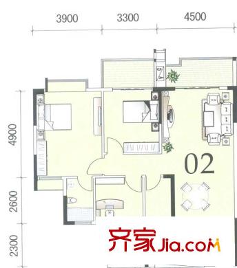 君御水漾年華戶型圖03座01-02單位 3-16層 3室2廳