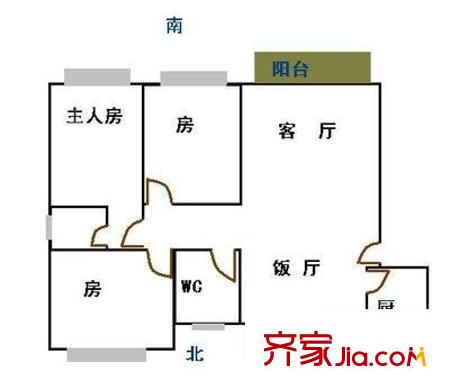 瑞麗花園 3室 戶型圖