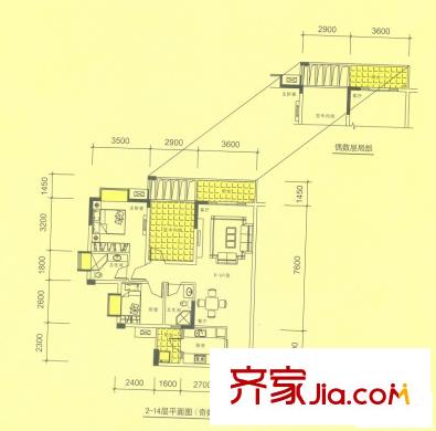 新境界花園戶型圖7座01和02戶型 2室2廳2衛(wèi)1廚