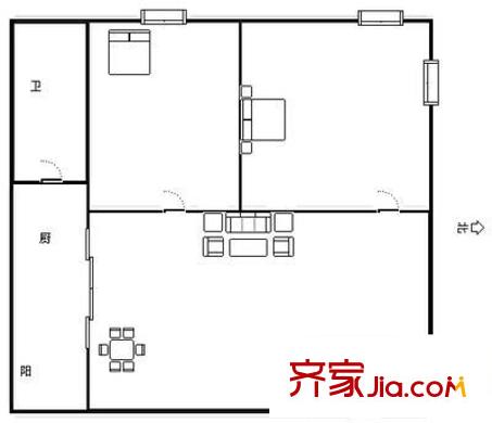 金菊平方米戶型圖金菊村 2室 戶型圖 2室2廳1衛(wèi)1廚