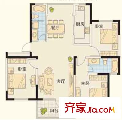 帝景藍(lán)灣戶型圖131平方米 3室2廳