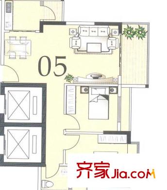 君御水漾年華戶型圖05座05單位 3-16層 2室2廳1衛(wèi)