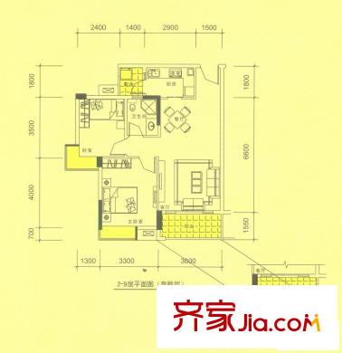 新境界花園戶型圖7座 05 06戶型 2室2廳1衛(wèi)1廚