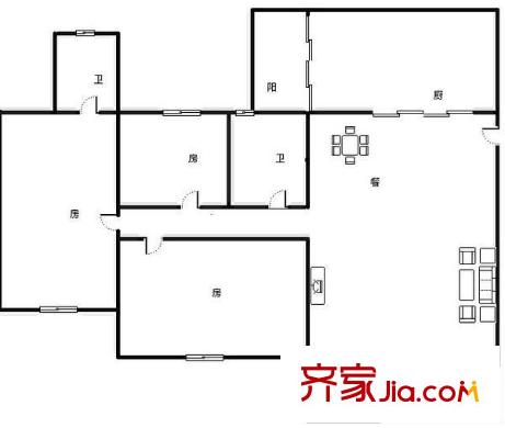 御景園戶(hù)型圖三室兩廳戶(hù)型圖 3室2廳2衛(wèi)1廚