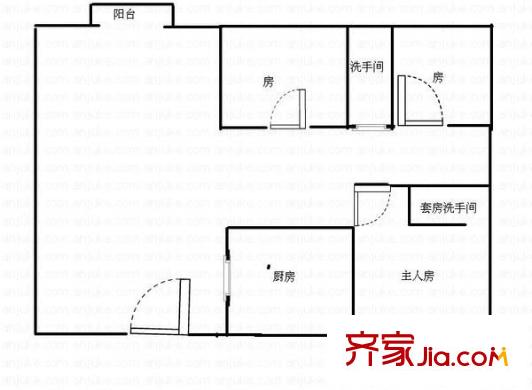 御景園戶(hù)型圖三室一廳戶(hù)型圖 3室1廳1衛(wèi)1廚