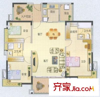 南海碧桂園戶型圖3室2廳戶型圖 3室2廳2衛(wèi)1廚