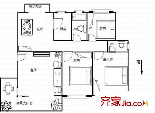 佛山奧園 3室 戶型圖