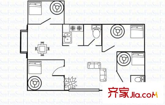 御景園戶(hù)型圖四室兩廳戶(hù)型圖 4室2廳2衛(wèi)1廚