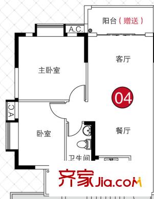 理想家園戶型圖怡景閣2棟奇數(shù)層04單元 2室2廳1衛(wèi)1廚