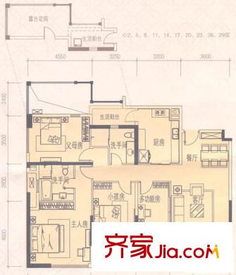 萬科金御華府戶型圖A2戶型5-30m2偶數(shù)層標(biāo)準(zhǔn)層 4室2廳2衛(wèi)