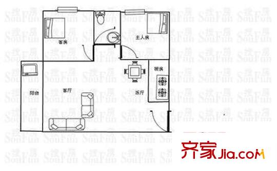 金菊平方米戶型圖金菊村 2室 戶型圖 2室2廳1衛(wèi)1廚
