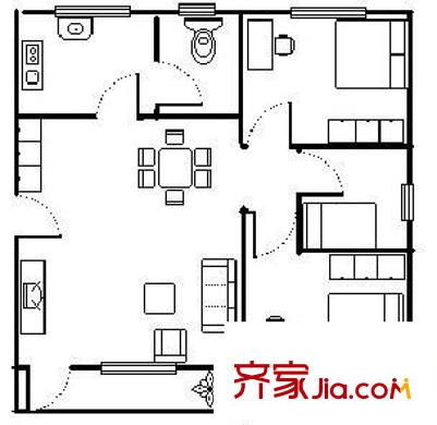 竹冠花園戶型圖三室兩廳戶型圖 3室2廳1衛(wèi)1廚