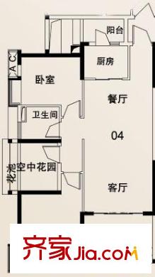 保利星座戶型圖6號(hào)樓1梯偶數(shù)層04單元 
