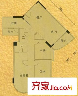 碧水灣戶型圖11座碧洮閣三-八層03單元 3室2廳2衛(wèi)1廚