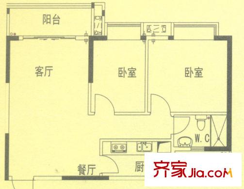 威斯廣場戶型圖峰景01戶型  2室2廳