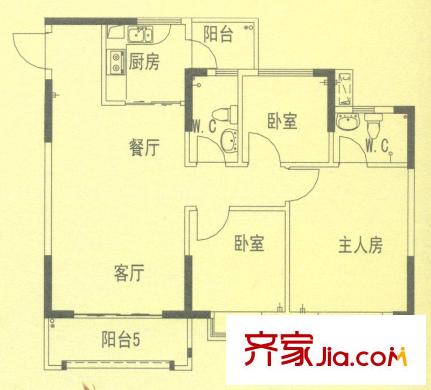 威斯廣場戶型圖峰景02戶型 3室2廳2衛(wèi)