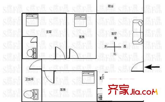 金葉陽(yáng)光新城 3室 戶型圖