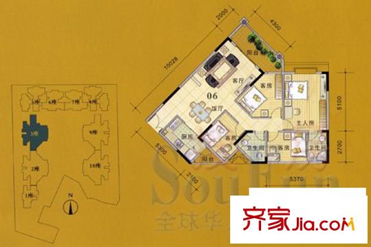 海駿達(dá)海倫堡戶型圖戶型06 4室2廳3衛(wèi)1廚