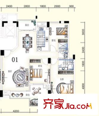 海逸錦繡桃園戶型圖08棟-01 02 單元 3室2廳1衛(wèi)